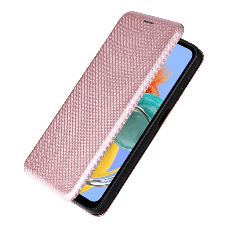 For Samsung Galaxy M14 5G Global Carbon Fiber Texture Flip Leather Phone Case(Pink) - free shipping - PMC TechLife - Order now!