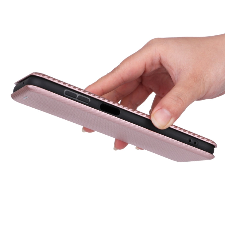 For Samsung Galaxy M14 5G Global Carbon Fiber Texture Flip Leather Phone Case(Pink) - free shipping - PMC TechLife - Order now!
