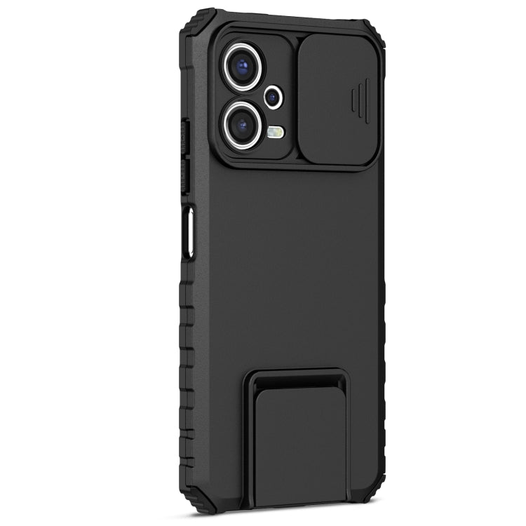 For Xiaomi Redmi Note 12 5G / Poco X5 Stereoscopic Holder Sliding Camshield Phone Case(Black) - free shipping - PMC TechLife - Order now!