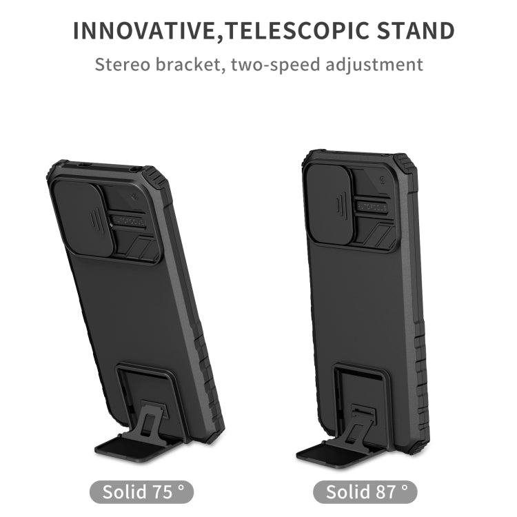 For Xiaomi Redmi Note 12 5G / Poco X5 Stereoscopic Holder Sliding Camshield Phone Case(Black) - free shipping - PMC TechLife - Order now!