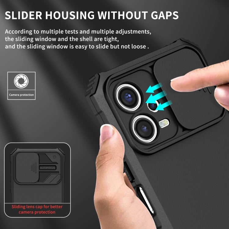 For Xiaomi Redmi Note 12 5G / Poco X5 Stereoscopic Holder Sliding Camshield Phone Case(Black) - free shipping - PMC TechLife - Order now!