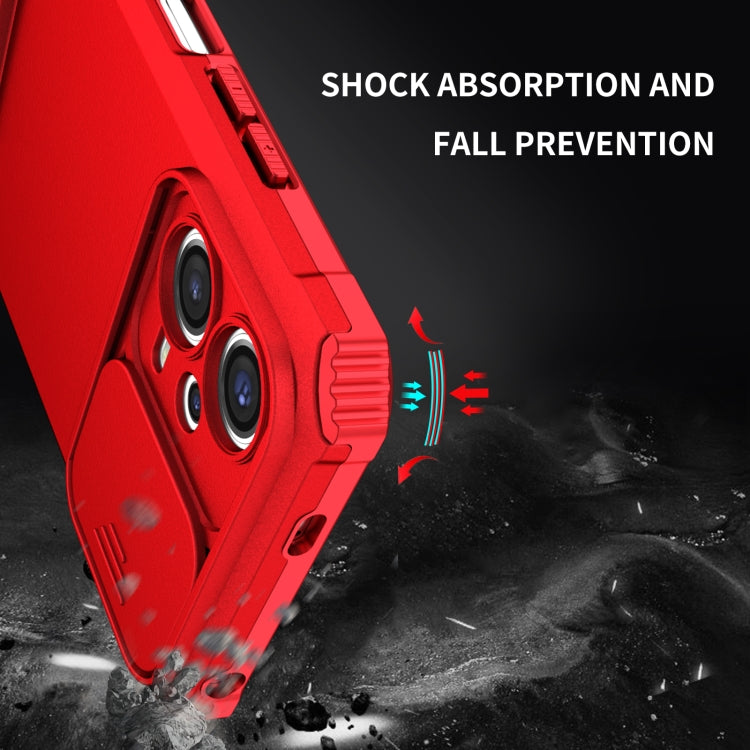 For Xiaomi Redmi Note 12 5G / Poco X5 Stereoscopic Holder Sliding Camshield Phone Case(Red) - free shipping - PMC TechLife - Order now!