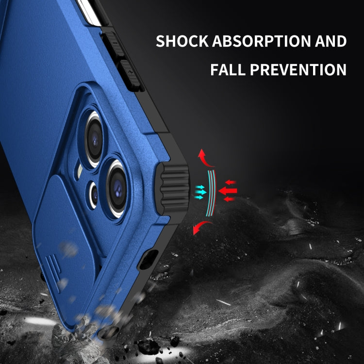 For Xiaomi Redmi Note 12 5G / Poco X5 Stereoscopic Holder Sliding Camshield Phone Case(Blue) - free shipping - PMC TechLife - Order now!