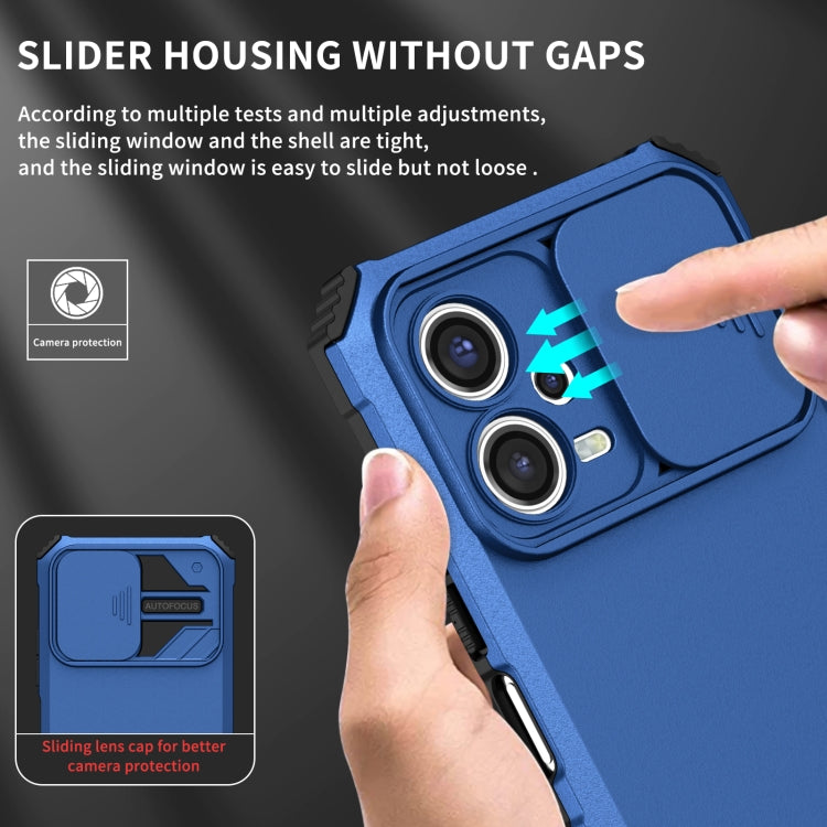For Xiaomi Redmi Note 12 5G / Poco X5 Stereoscopic Holder Sliding Camshield Phone Case(Blue) - free shipping - PMC TechLife - Order now!