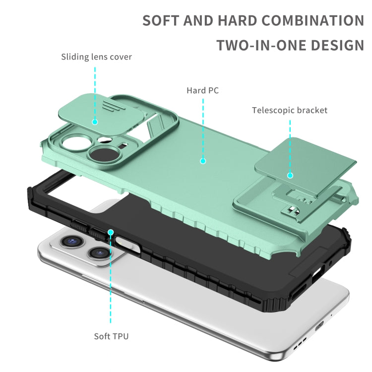 For Xiaomi Redmi Note 12 5G / Poco X5 Stereoscopic Holder Sliding Camshield Phone Case(Light Blue) - free shipping - PMC TechLife - Order now!