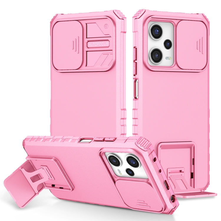For Xiaomi Redmi Note 12 Pro 5G / Poco X5 Pro Stereoscopic Holder Sliding Camshield Phone Case(Pink) - free shipping - PMC TechLife - Order now!