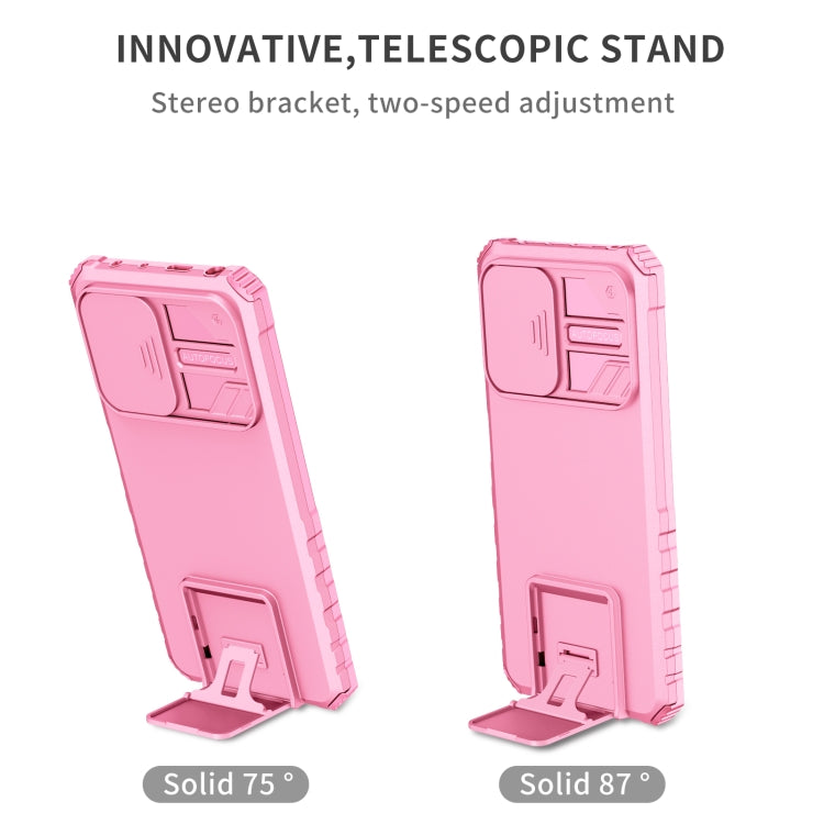 For Xiaomi Redmi Note 12 Pro 5G / Poco X5 Pro Stereoscopic Holder Sliding Camshield Phone Case(Pink) - free shipping - PMC TechLife - Order now!