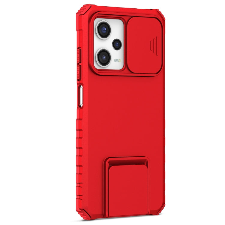 For Xiaomi Redmi Note 12 Pro 5G / Poco X5 Pro Stereoscopic Holder Sliding Camshield Phone Case(Red) - free shipping - PMC TechLife - Order now!