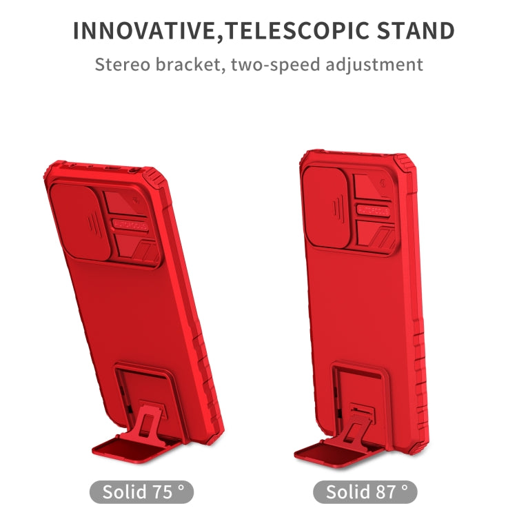 For Xiaomi Redmi Note 12 Pro 5G / Poco X5 Pro Stereoscopic Holder Sliding Camshield Phone Case(Red) - free shipping - PMC TechLife - Order now!