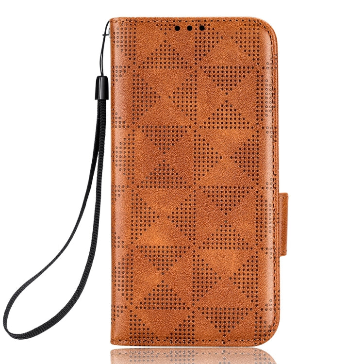 For Xiaomi Redmi Note 12 4G Global Symmetrical Triangle Leather Phone Case(Brown) - free shipping - PMC TechLife - Order now!
