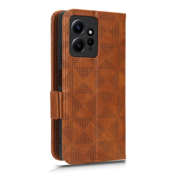 For Xiaomi Redmi Note 12 4G Global Symmetrical Triangle Leather Phone Case(Brown) - free shipping - PMC TechLife - Order now!
