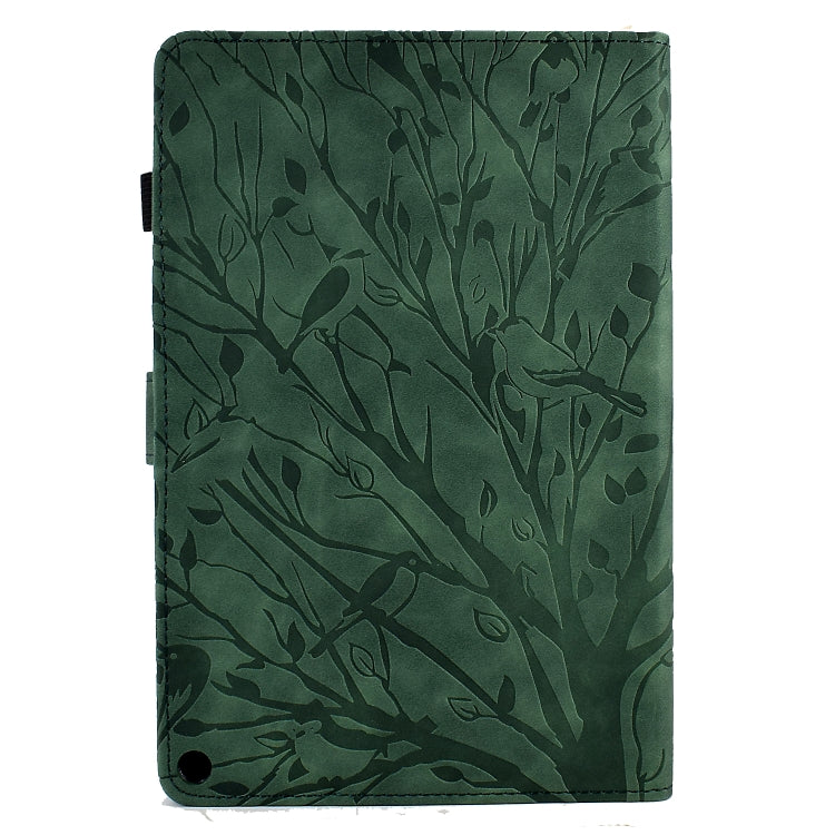 For Amazon Fire HD 10 Plus / HD 10 2021 Fortune Tree Pressure Flower PU Tablet Case with Wake-up / Sleep Function(Green) - Amazon by PMC TechLife | Online Shopping South Africa | PMC TechLife | Buy Now Pay Later Mobicred
