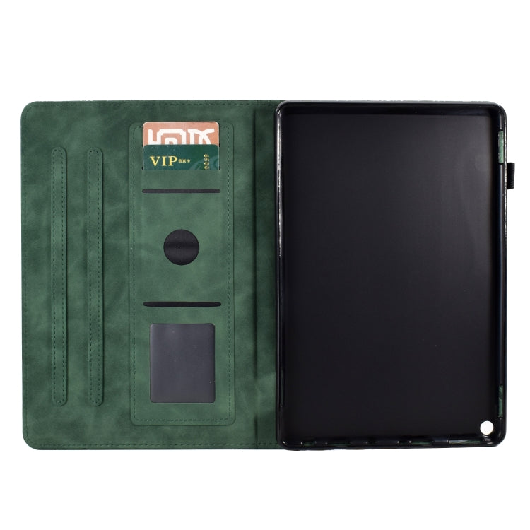 For Amazon Fire HD 10 Plus / HD 10 2021 Fortune Tree Pressure Flower PU Tablet Case with Wake-up / Sleep Function(Green) - Amazon by PMC TechLife | Online Shopping South Africa | PMC TechLife | Buy Now Pay Later Mobicred