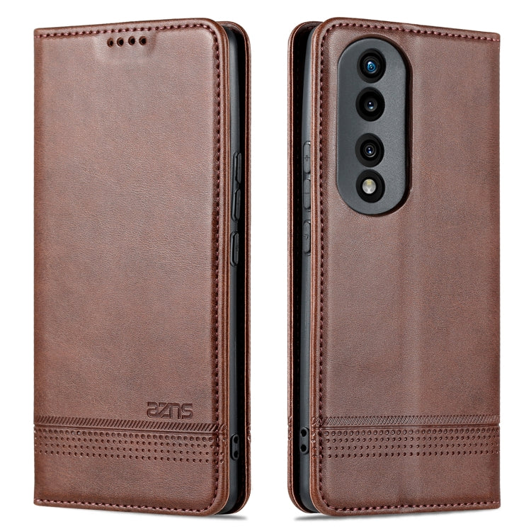 For Honor 90 AZNS Magnetic Calf Texture Flip Leather Phone Case(Dark Brown) - Honor Cases by AZNS | Online Shopping South Africa | PMC TechLife | Buy Now Pay Later Mobicred