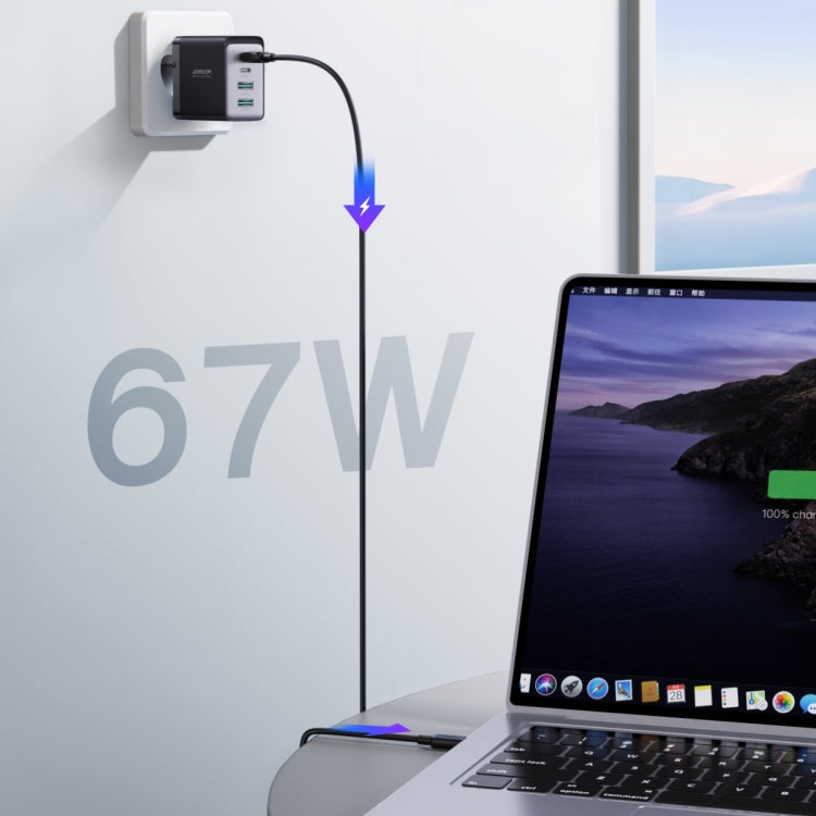 JOYROOM TCG02 Gallium Nitride 67W Dual USB+Dual USB-C/Type-C Multi-Port Charger Set, Specification:EU Plug(Black) - free shipping - PMC TechLife - Order now!