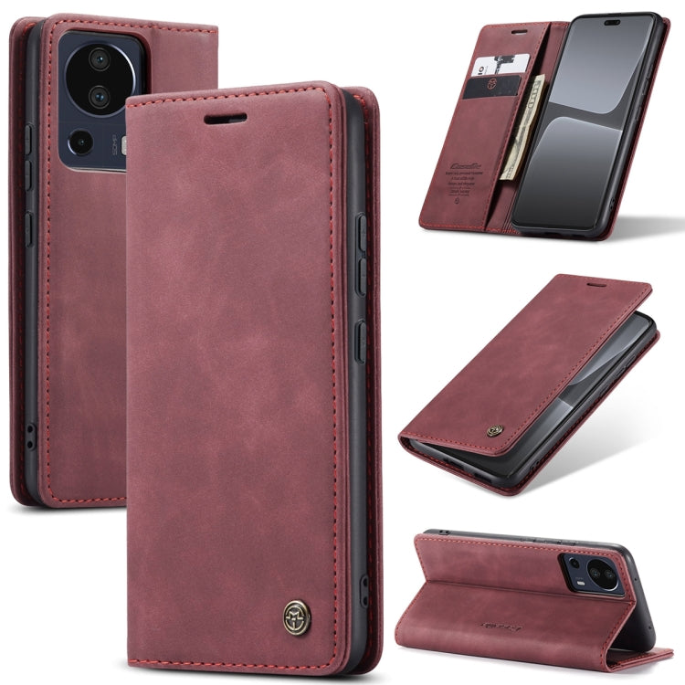 For Xiaomi 13 Lite CaseMe 013 Multifunctional Horizontal Flip Leather Phone Case(Wine Red) - free shipping - PMC TechLife - Order now!