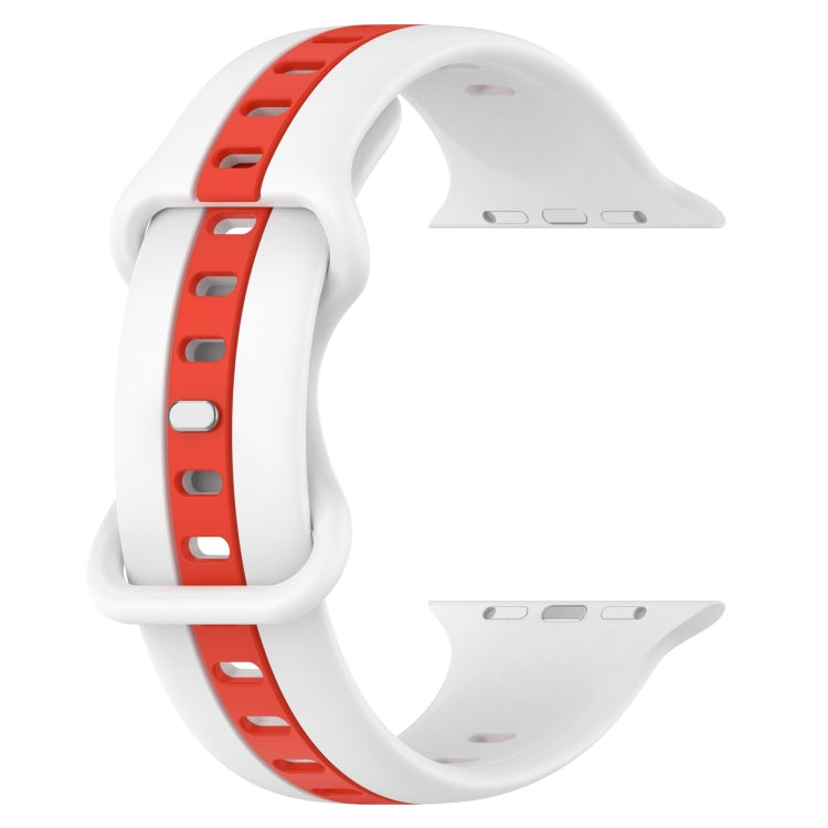 Nail Buckle Two-color Watch Band For Apple Watch Ultra 49mm / Series 8&7 45mm / SE 2&6&SE&5&4 44mm / 3&2&1 42mm(White Red) -  by PMC TechLife | Online Shopping South Africa | PMC TechLife