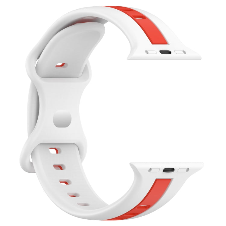 Nail Buckle Two-color Watch Band For Apple Watch Ultra 49mm / Series 8&7 45mm / SE 2&6&SE&5&4 44mm / 3&2&1 42mm(White Red) -  by PMC TechLife | Online Shopping South Africa | PMC TechLife