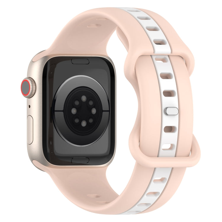 Nail Buckle Two-color Watch Band For Apple Watch Ultra 49mm / Series 8&7 45mm / SE 2&6&SE&5&4 44mm / 3&2&1 42mm(Pink White) -  by PMC TechLife | Online Shopping South Africa | PMC TechLife