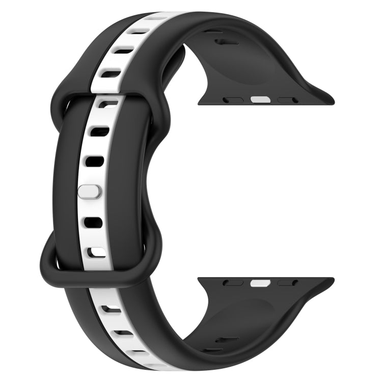 Nail Buckle Two-color Watch Band For Apple Watch Ultra 49mm / Series 8&7 45mm / SE 2&6&SE&5&4 44mm / 3&2&1 42mm(Black White) -  by PMC TechLife | Online Shopping South Africa | PMC TechLife