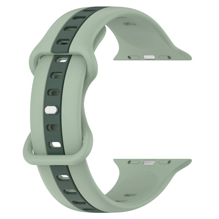 Nail Buckle Two-color Watch Band For Apple Watch Ultra 49mm / Series 8&7 45mm / SE 2&6&SE&5&4 44mm / 3&2&1 42mm(Light Green + Dark Green) -  by PMC TechLife | Online Shopping South Africa | PMC TechLife