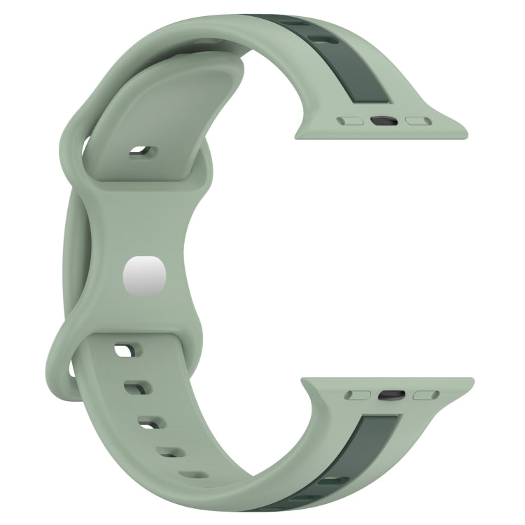 Nail Buckle Two-color Watch Band For Apple Watch Ultra 49mm / Series 8&7 45mm / SE 2&6&SE&5&4 44mm / 3&2&1 42mm(Light Green + Dark Green) -  by PMC TechLife | Online Shopping South Africa | PMC TechLife
