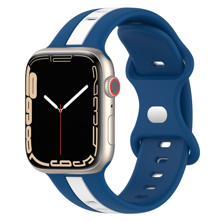 Nail Buckle Two-color Watch Band For Apple Watch Ultra 49mm / Series 8&7 45mm / SE 2&6&SE&5&4 44mm / 3&2&1 42mm(Sky Blue + White) -  by PMC TechLife | Online Shopping South Africa | PMC TechLife
