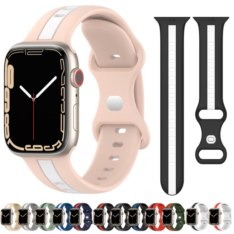 Nail Buckle Two-color Watch Band For Apple Watch Ultra 49mm / Series 8&7 45mm / SE 2&6&SE&5&4 44mm / 3&2&1 42mm(Black Grey) -  by PMC TechLife | Online Shopping South Africa | PMC TechLife