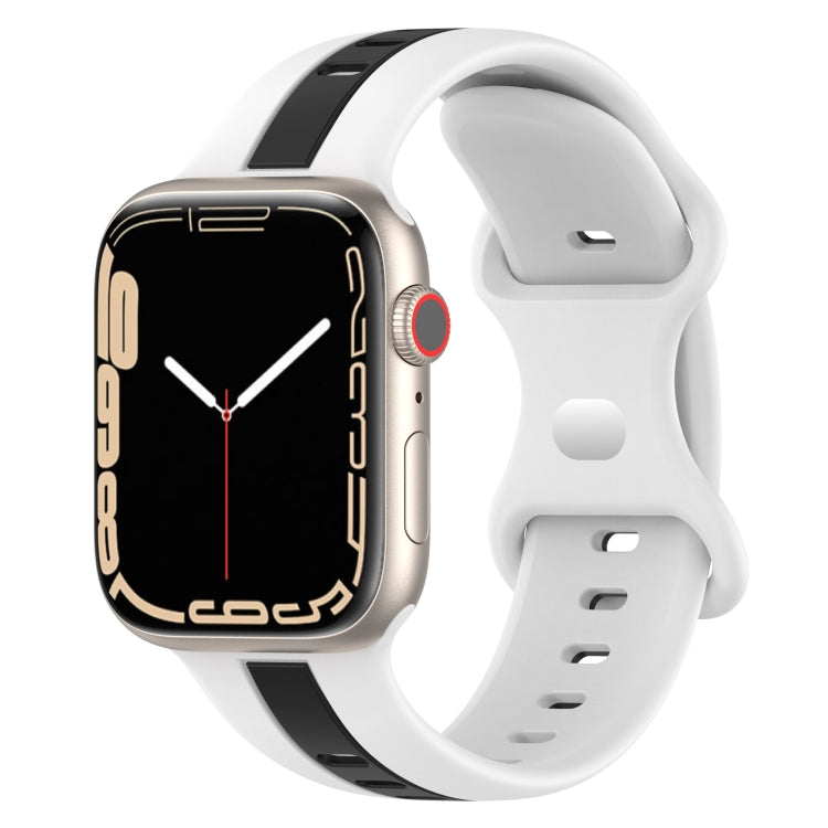 Nail Buckle Two-color Watch Band For Apple Watch Series 8&7 41mm / SE 2&6&SE&5&4 40mm / 3&2&1 38mm(White Black) -  by PMC TechLife | Online Shopping South Africa | PMC TechLife