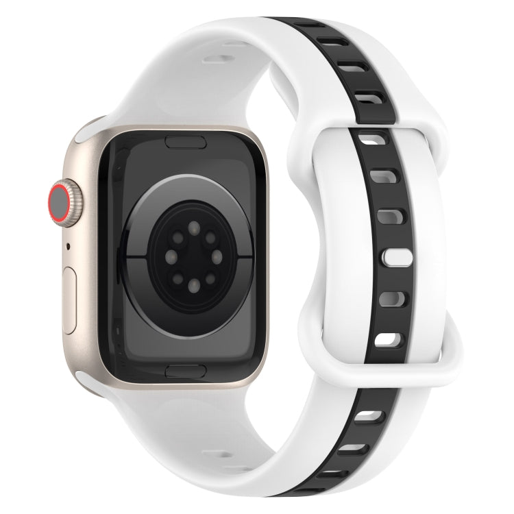 Nail Buckle Two-color Watch Band For Apple Watch Series 8&7 41mm / SE 2&6&SE&5&4 40mm / 3&2&1 38mm(White Black) -  by PMC TechLife | Online Shopping South Africa | PMC TechLife