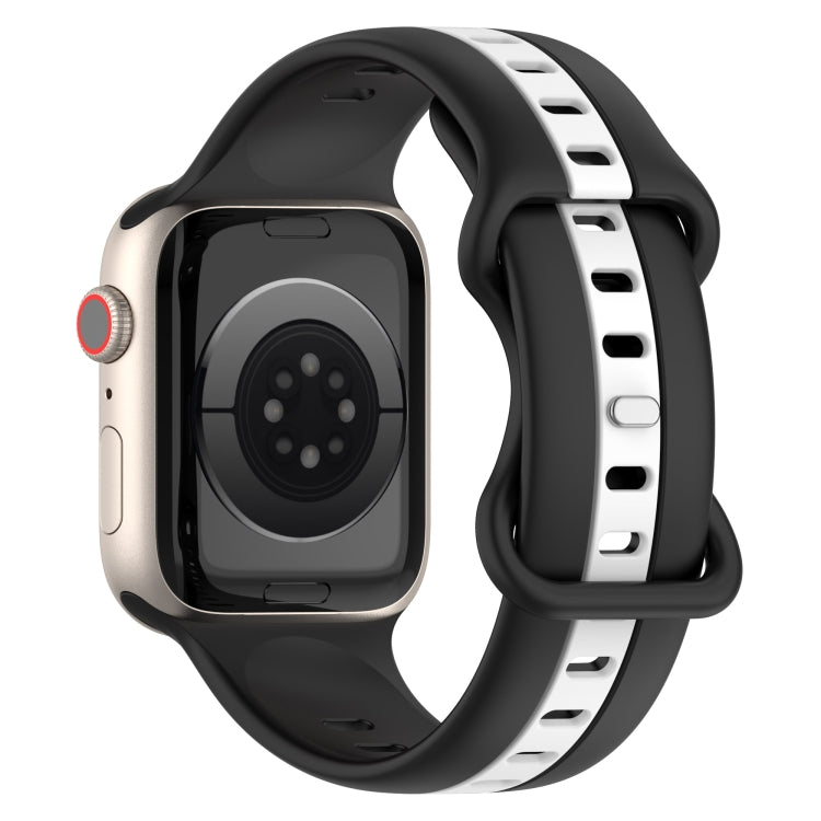 Nail Buckle Two-color Watch Band For Apple Watch Series 8&7 41mm / SE 2&6&SE&5&4 40mm / 3&2&1 38mm(Black White) -  by PMC TechLife | Online Shopping South Africa | PMC TechLife