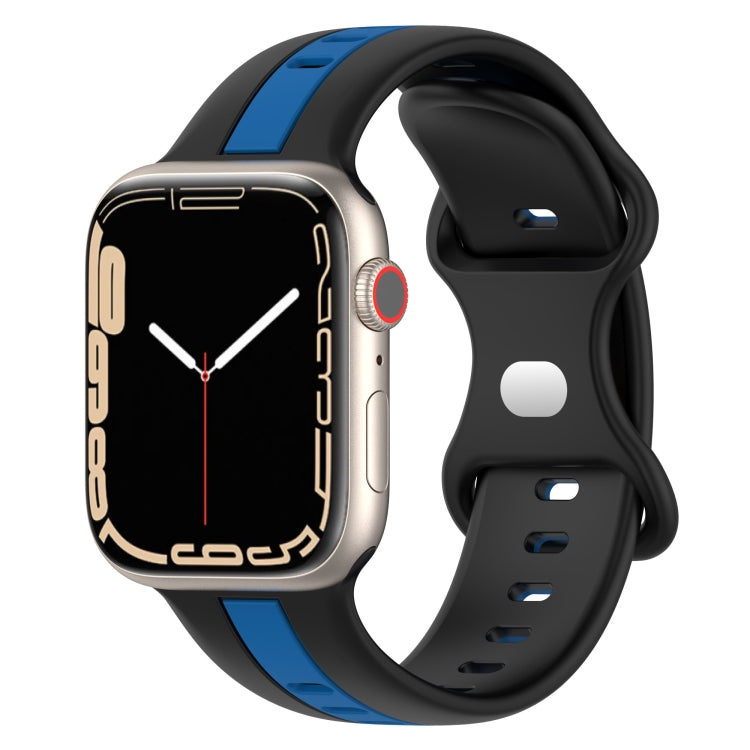 Nail Buckle Two-color Watch Band For Apple Watch Series 8&7 41mm / SE 2&6&SE&5&4 40mm / 3&2&1 38mm(Black Blue) -  by PMC TechLife | Online Shopping South Africa | PMC TechLife