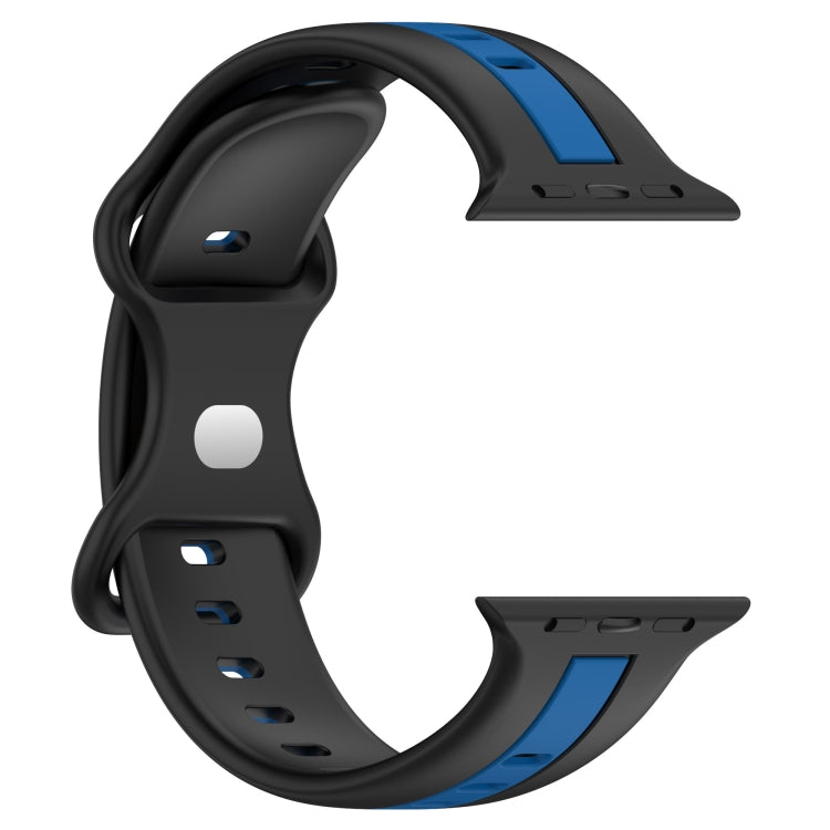 Nail Buckle Two-color Watch Band For Apple Watch Series 8&7 41mm / SE 2&6&SE&5&4 40mm / 3&2&1 38mm(Black Blue) -  by PMC TechLife | Online Shopping South Africa | PMC TechLife