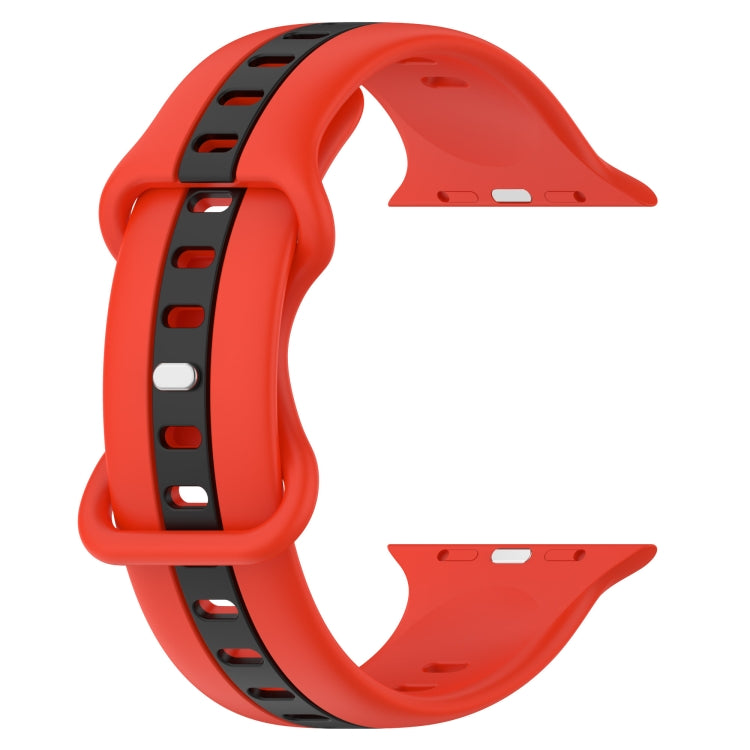 Nail Buckle Two-color Watch Band For Apple Watch Series 8&7 41mm / SE 2&6&SE&5&4 40mm / 3&2&1 38mm(Red Black) -  by PMC TechLife | Online Shopping South Africa | PMC TechLife