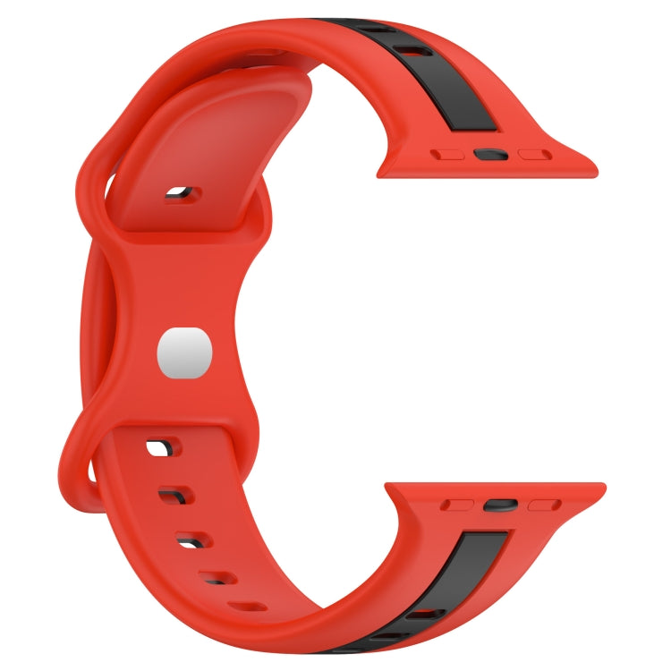 Nail Buckle Two-color Watch Band For Apple Watch Series 8&7 41mm / SE 2&6&SE&5&4 40mm / 3&2&1 38mm(Red Black) -  by PMC TechLife | Online Shopping South Africa | PMC TechLife