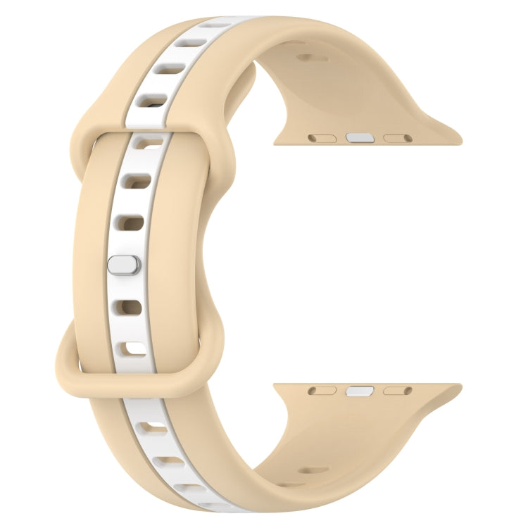 Nail Buckle Two-color Watch Band For Apple Watch Series 8&7 41mm / SE 2&6&SE&5&4 40mm / 3&2&1 38mm(Khaki White) -  by PMC TechLife | Online Shopping South Africa | PMC TechLife