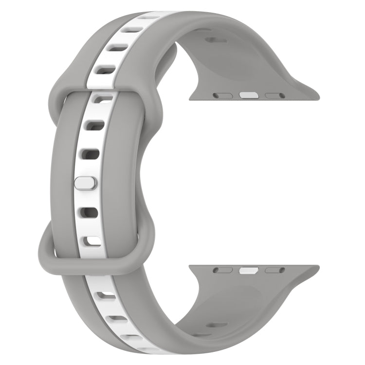 Nail Buckle Two-color Watch Band For Apple Watch Series 8&7 41mm / SE 2&6&SE&5&4 40mm / 3&2&1 38mm(Light Grey White) -  by PMC TechLife | Online Shopping South Africa | PMC TechLife