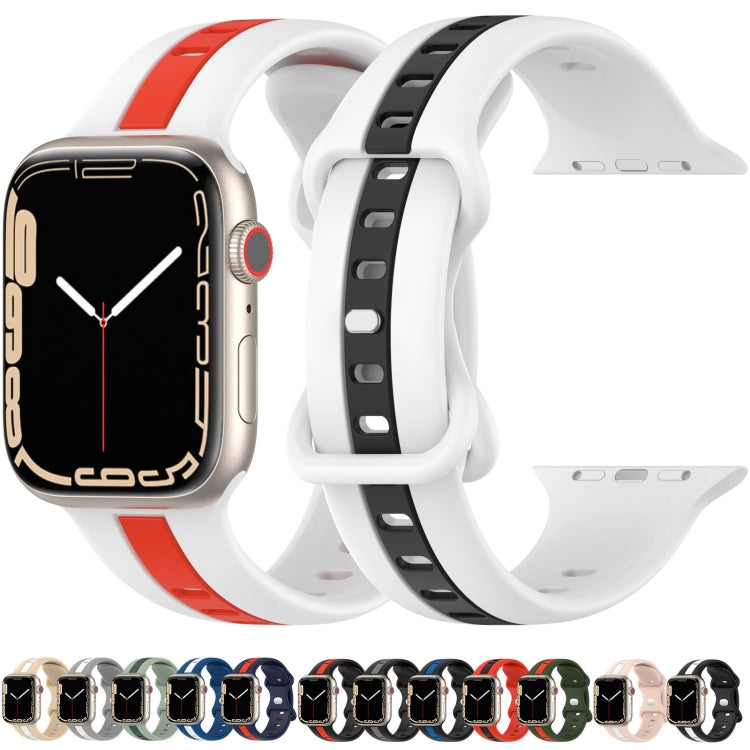 Nail Buckle Two-color Watch Band For Apple Watch Series 8&7 41mm / SE 2&6&SE&5&4 40mm / 3&2&1 38mm(Light Grey White) -  by PMC TechLife | Online Shopping South Africa | PMC TechLife