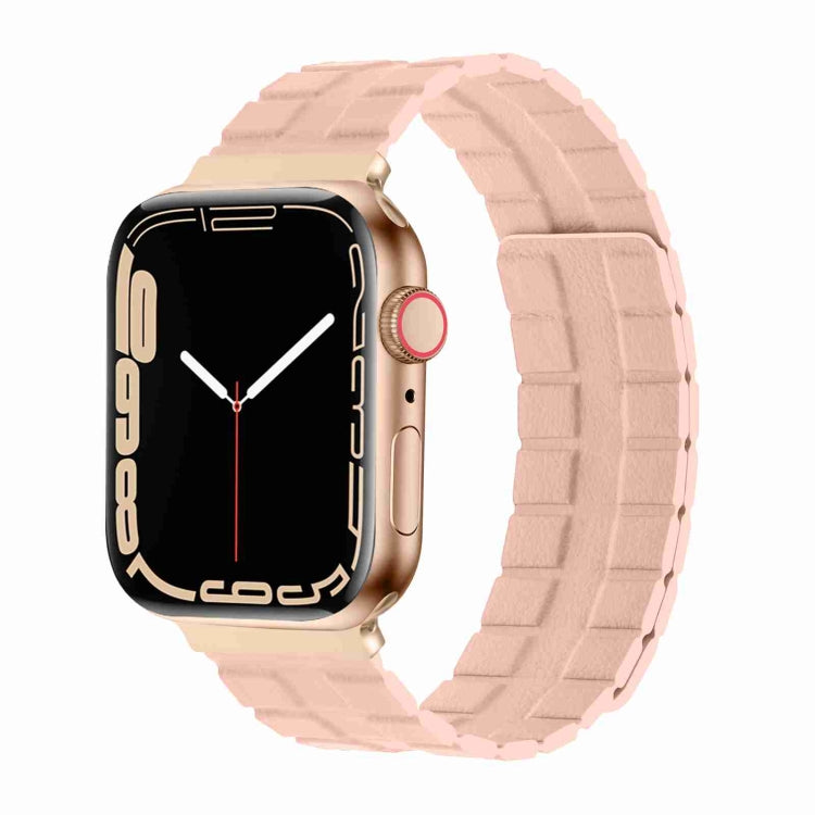 Square Two-section Leather Magnetic Watch Band For Apple Watch Series 8&7 41mm / SE 2&6&SE&5&4 40mm / 3&2&1 38mm(Pink) -  by PMC TechLife | Online Shopping South Africa | PMC TechLife