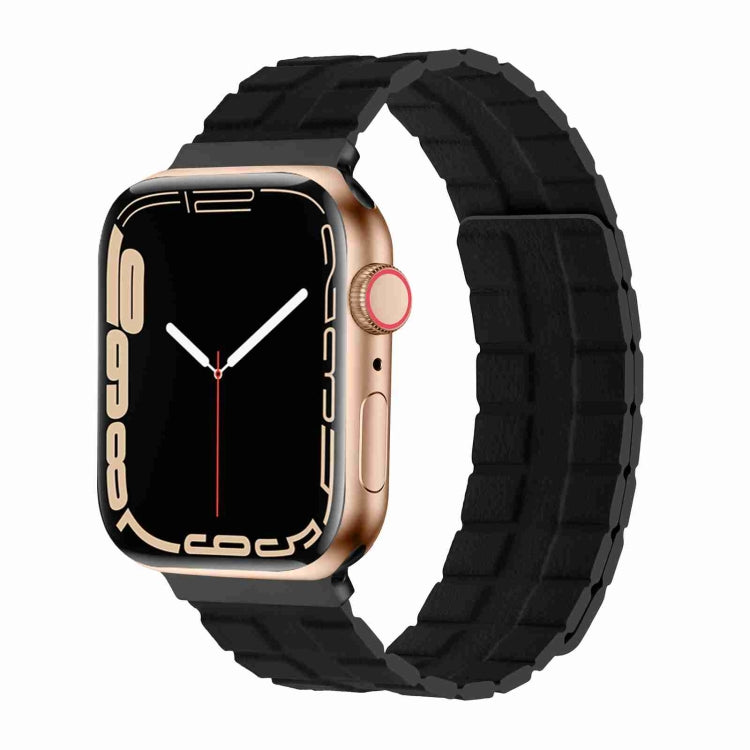 Square Two-section Leather Magnetic Watch Band For Apple Watch Series 8&7 41mm / SE 2&6&SE&5&4 40mm / 3&2&1 38mm(Black) -  by PMC TechLife | Online Shopping South Africa | PMC TechLife
