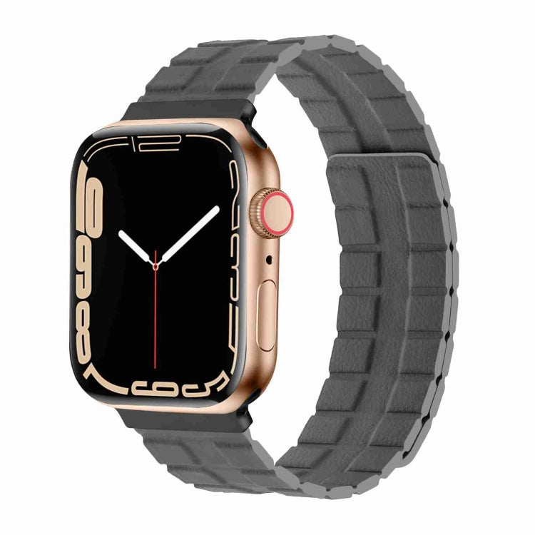 Square Two-section Leather Magnetic Watch Band For Apple Watch Series 8&7 41mm / SE 2&6&SE&5&4 40mm / 3&2&1 38mm(Space Grey) - Smart Wear by PMC TechLife | Online Shopping South Africa | PMC TechLife