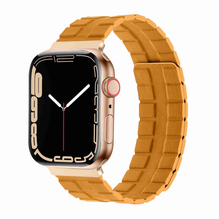 Square Two-section Leather Magnetic Watch Band For Apple Watch Series 8&7 41mm / SE 2&6&SE&5&4 40mm / 3&2&1 38mm(Poppy) -  by PMC TechLife | Online Shopping South Africa | PMC TechLife