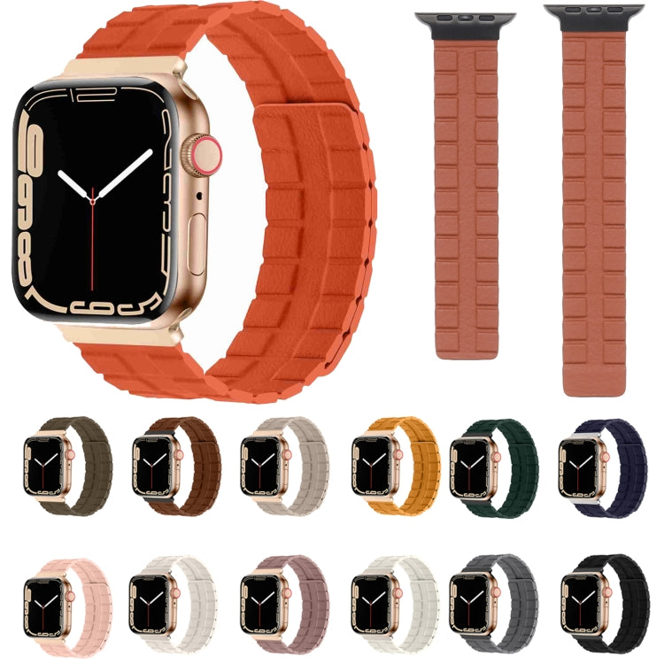 Square Two-section Leather Magnetic Watch Band For Apple Watch Series 8&7 41mm / SE 2&6&SE&5&4 40mm / 3&2&1 38mm(Starlight) - Smart Wear by PMC TechLife | Online Shopping South Africa | PMC TechLife