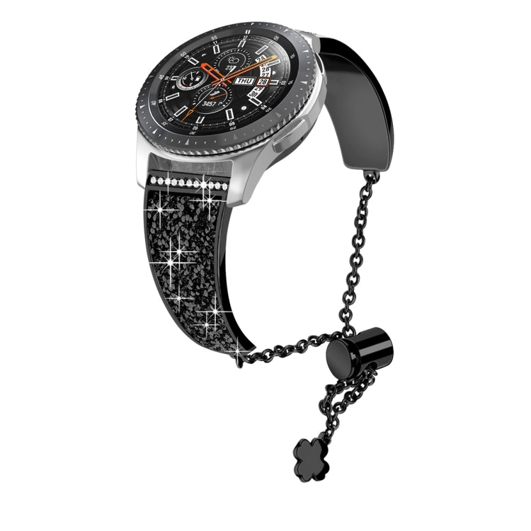 For Garmin Venu / Venu 2 Plus / Venu Sq / Sq2 20mm Diamond Chain Mental Watch Band(Black) -  by PMC TechLife | Online Shopping South Africa | PMC TechLife