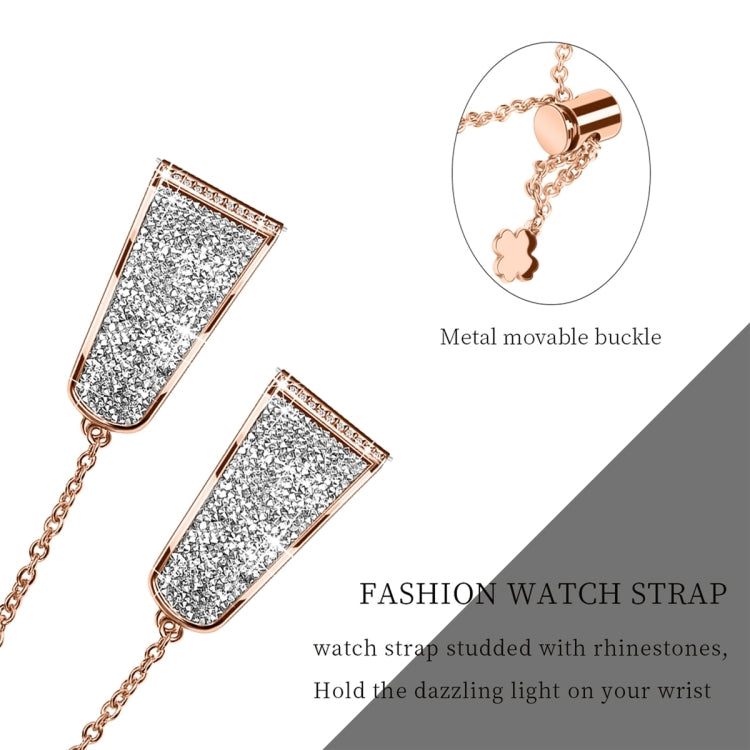 For Garmin Venu 2 / Forerunner 265 / 255 22mm Diamond Chain Mental Watch Band(Rose Gold) - Smart Wear by PMC TechLife | Online Shopping South Africa | PMC TechLife