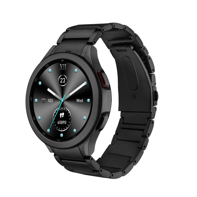For Samsung Galaxy Watch5 / Watch5 Pro / Watch4 / Watch4 Classic Universal Titanium Alloy Three Plants Flat Buckle Watch Band(Black) - Smart Wear by PMC TechLife | Online Shopping South Africa | PMC TechLife