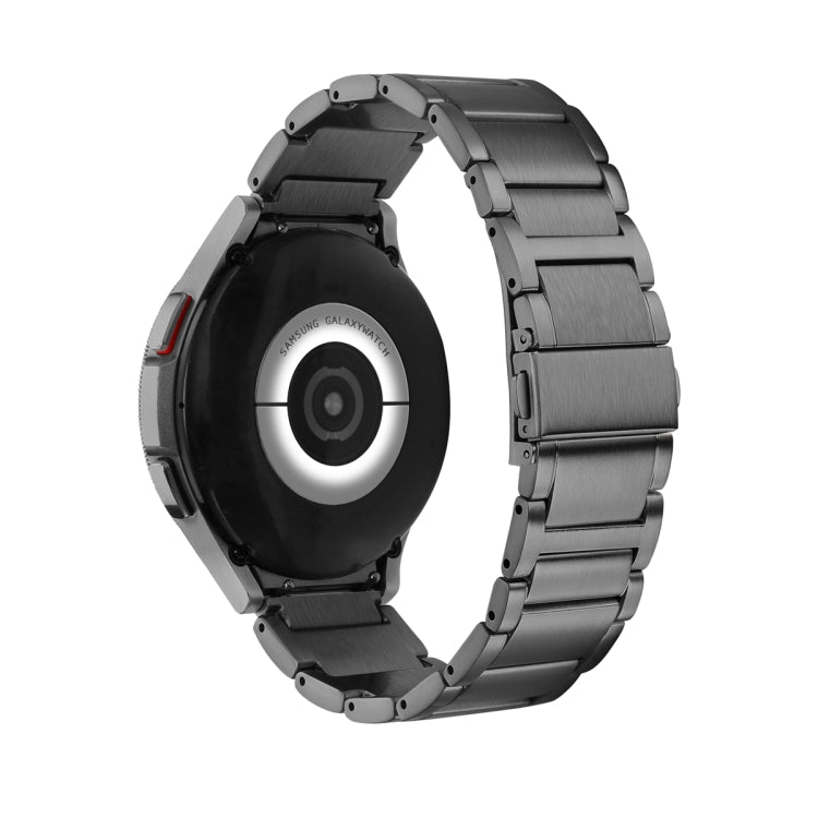 For Samsung Galaxy Watch5 / Watch5 Pro / Watch4 / Watch4 Classic Universal Titanium Alloy Three Plants Flat Buckle Watch Band(Grey) - Smart Wear by PMC TechLife | Online Shopping South Africa | PMC TechLife
