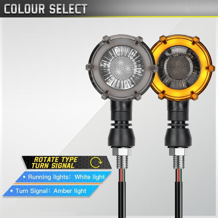 1 Pair Motorcycles Universal Rotating LED Dual-color Flow Turn Signal Light(Amber Yellow Light + White Light) - free shipping - PMC TechLife - Order now!