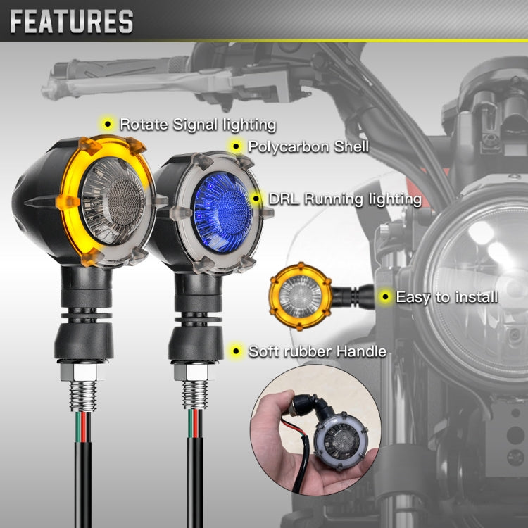 1 Pair Motorcycles Universal Rotating LED Dual-color Flow Turn Signal Light(Amber Yellow Light + White Light) - free shipping - PMC TechLife - Order now!