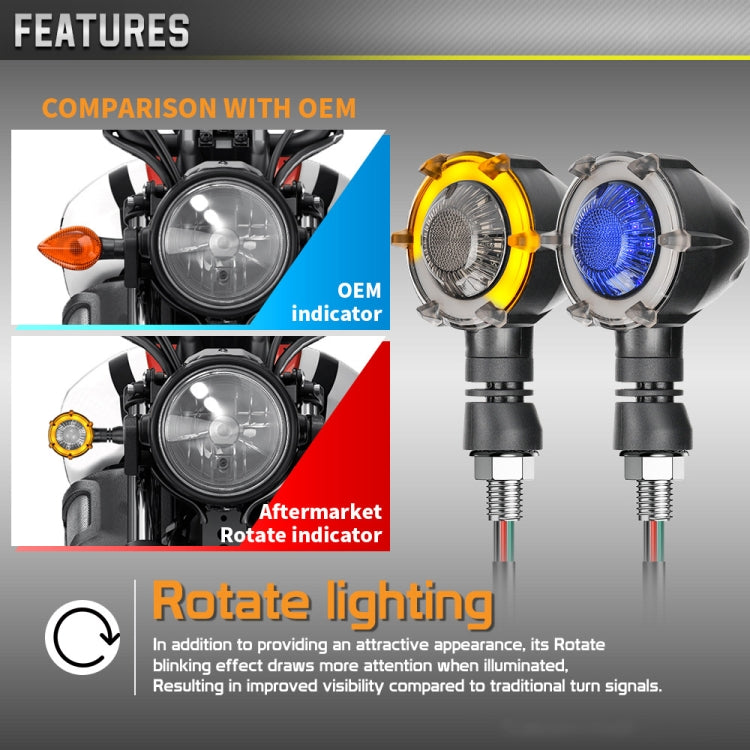 1 Pair Motorcycles Universal Rotating LED Dual-color Flow Turn Signal Light(Amber Yellow Light + White Light) - free shipping - PMC TechLife - Order now!